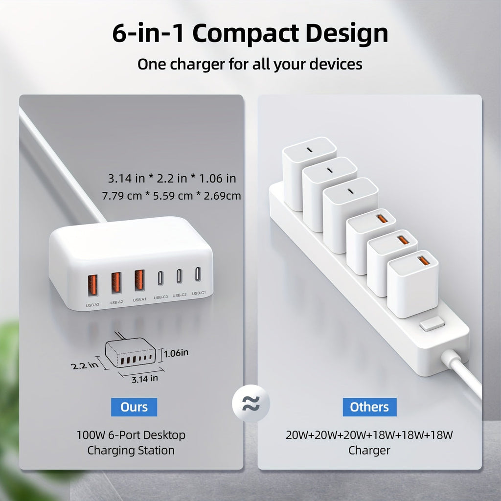 6-Port USB-C Fast Charger