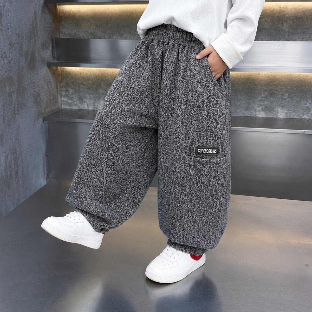 Boys Casual Sport Loose Knit Cuffed Sweatpants