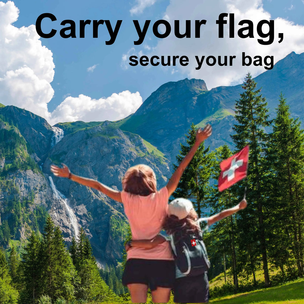 Smart Bag Security Tag - Swiss Flag [Pack 2]