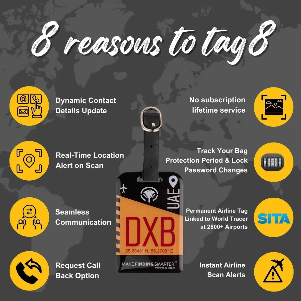 Smart Bag Security Tag - Dubai (DXB)  [Pack 2]